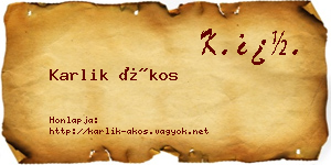 Karlik Ákos névjegykártya